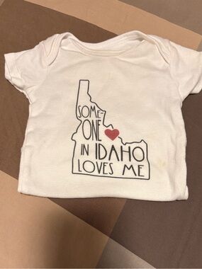 Gerber White Baby Onesie with Idaho Heart Graphic